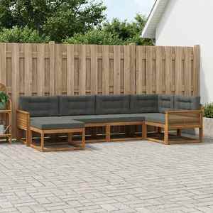 vidaXL Set de canapele de exterior cu pernă 6 pcs Natural și Antracit imagine