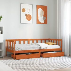 vidaXL Daybed cu headboard 3 pcs Maroniu cerat Lemn de pin masiv imagine