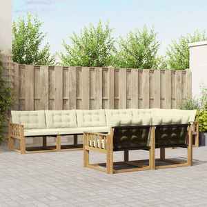 vidaXL Set de canapele de exterior cu pernă 8 pcs Alb și crem imagine