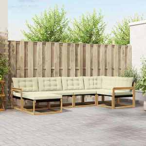 vidaXL Set de canapele de exterior cu pernă 6 pcs Alb și crem imagine