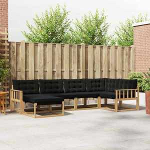vidaXL Set de canapele de exterior cu pernă 6 pcs Alb și negru imagine