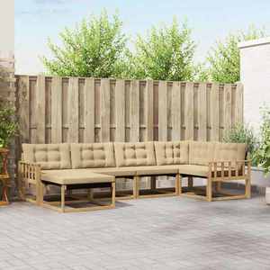 vidaXL Set de canapele de exterior cu pernă 6 pcs Alb și Bej imagine