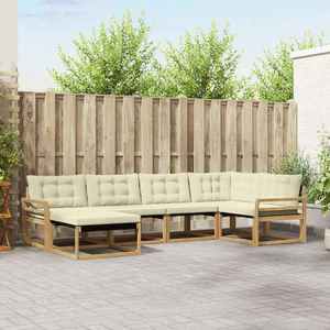 vidaXL Set de canapele de exterior cu pernă 6 pcs Alb și crem imagine