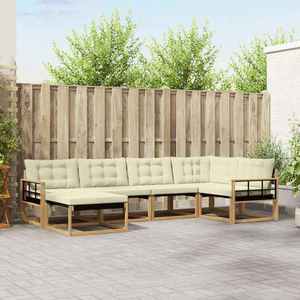 vidaXL Set de canapele de exterior cu pernă 6 pcs Alb și crem imagine