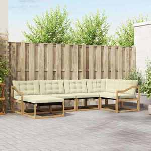 vidaXL Set de canapele de exterior cu pernă 6 pcs Alb și crem imagine