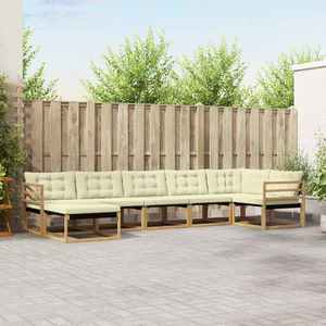 vidaXL Set de canapele de exterior cu pernă 7 pcs Alb și crem imagine