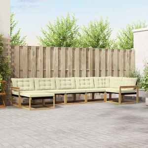 vidaXL Set de canapele de exterior cu pernă 7 pcs Alb și crem imagine