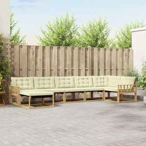 vidaXL Set de canapele de exterior cu pernă 7 pcs Alb și crem imagine