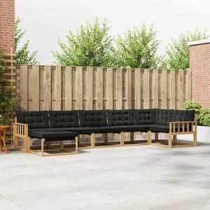 vidaXL Set de canapele de exterior cu pernă 7 pcs Alb și negru imagine