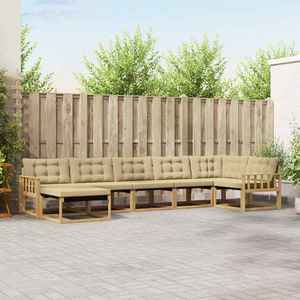 vidaXL Set de canapele de exterior cu pernă 7 pcs Alb și Bej imagine