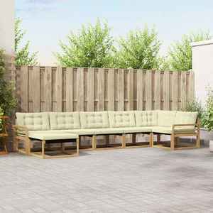 vidaXL Set de canapele de exterior cu pernă 7 pcs Alb și crem imagine