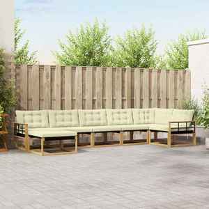 vidaXL Set de canapele de exterior cu pernă 7 pcs Alb și crem imagine