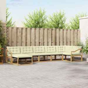 vidaXL Set de canapele de exterior cu pernă 7 pcs Alb și crem imagine