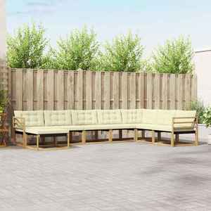 vidaXL Set de canapele de exterior cu pernă 8 pcs Alb și crem imagine