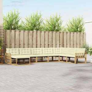 vidaXL Set de canapele de exterior cu pernă 8 pcs Alb și crem imagine
