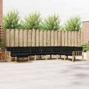vidaXL Set de canapele de exterior cu pernă 8 pcs Alb și negru imagine