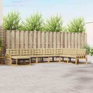 vidaXL Set de canapele de exterior cu pernă 8 pcs Alb și Bej imagine