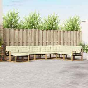 vidaXL Set de canapele de exterior cu pernă 8 pcs Alb și crem imagine