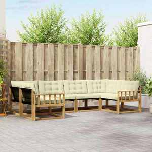 vidaXL Set de canapele de exterior cu pernă 6 pcs Alb și crem imagine