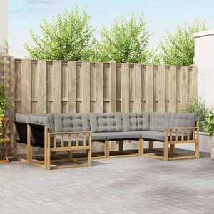 vidaXL Set de canapele de exterior cu pernă 6 pcs Alb și gri deschis imagine
