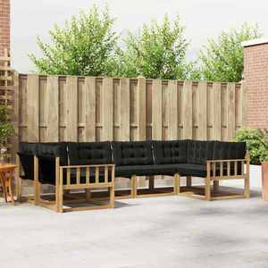 vidaXL Set de canapele de exterior cu pernă 6 pcs Alb și negru imagine