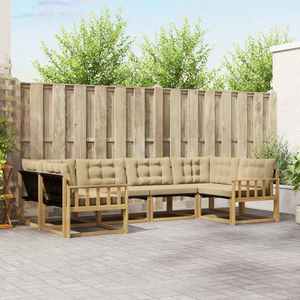 vidaXL Set de canapele de exterior cu pernă 6 pcs Alb și Bej imagine