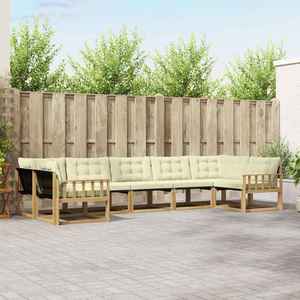 vidaXL Set de canapele de exterior cu pernă 7 pcs Alb și crem imagine