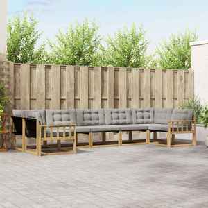 vidaXL Set de canapele de exterior cu pernă 7 pcs Alb și gri deschis imagine