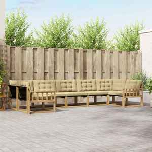 vidaXL Set de canapele de exterior cu pernă 7 pcs Alb și Bej imagine