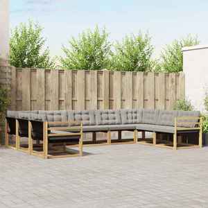 vidaXL Set de canapele de exterior cu pernă 9 pcs Alb și gri deschis imagine