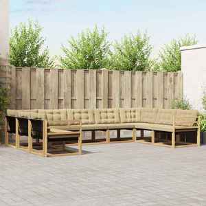 vidaXL Set de canapele de exterior cu pernă 9 pcs Alb și Bej imagine