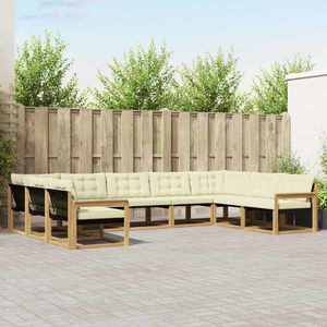 vidaXL Set de canapele de exterior cu pernă 9 pcs Alb și crem imagine