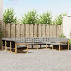 vidaXL Set de canapele de exterior cu pernă 9 pcs Alb și gri deschis imagine