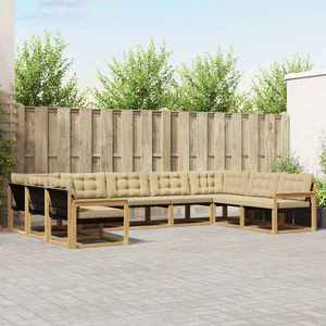 vidaXL Set de canapele de exterior cu pernă 9 pcs Alb și Bej imagine