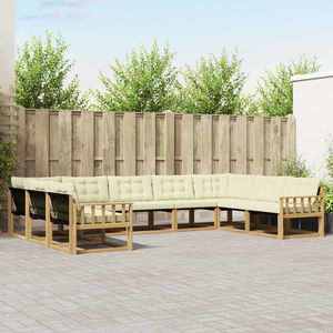 vidaXL Set de canapele de exterior cu pernă 9 pcs Alb și crem imagine