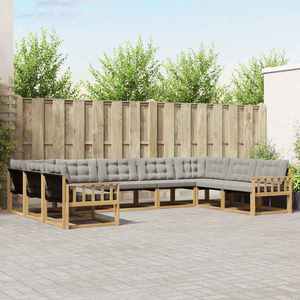vidaXL Set de canapele de exterior cu pernă 9 pcs Alb și gri deschis imagine