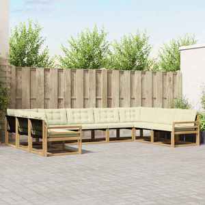vidaXL Set de canapele de exterior cu pernă 9 pcs Alb și crem imagine