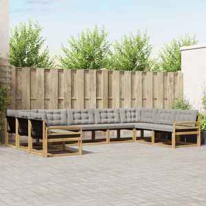 vidaXL Set de canapele de exterior cu pernă 9 pcs Alb și gri deschis imagine
