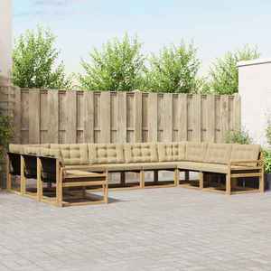vidaXL Set de canapele de exterior cu pernă 9 pcs Alb și Bej imagine
