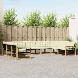 vidaXL Set de canapele de exterior cu pernă 9 pcs Alb și crem imagine