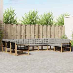 vidaXL Set de canapele de exterior cu pernă 9 pcs Alb și gri deschis imagine