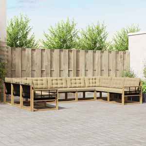 vidaXL Set de canapele de exterior cu pernă 9 pcs Alb și Bej imagine