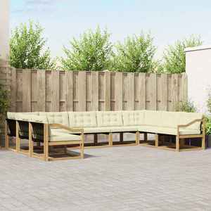 vidaXL Set de canapele de exterior cu pernă 9 pcs Alb și crem imagine