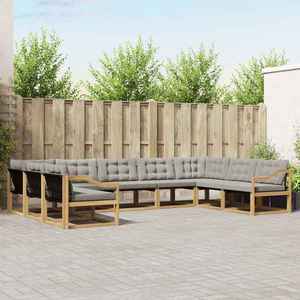 vidaXL Set de canapele de exterior cu pernă 9 pcs Alb și gri deschis imagine