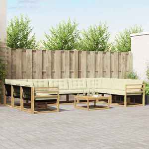 vidaXL Set de canapele de exterior cu pernă 10 pcs Alb și crem imagine