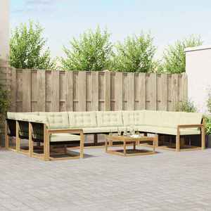 vidaXL Set de canapele de exterior cu pernă 10 pcs Alb și crem imagine