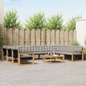 vidaXL Set de canapele de exterior cu pernă 10 pcs Alb și gri deschis imagine