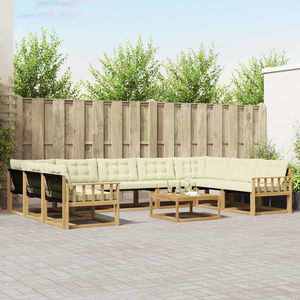 vidaXL Set de canapele de exterior cu pernă 10 pcs Alb și crem imagine