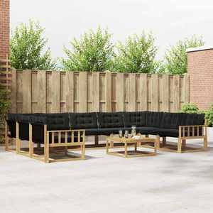 vidaXL Set de canapele de exterior cu pernă 10 pcs Alb și negru imagine