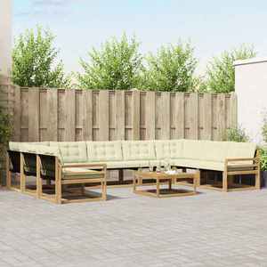 vidaXL Set de canapele de exterior cu pernă 10 pcs Alb și crem imagine